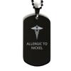 CHERLINKS Medical Black Dog Tag, Allergic to Nickel Awareness, Medical Symbol, SOS Emergency Health Life Alert ID Engraved Stainless Steel Chain Necklace For Men Women Kids view 1