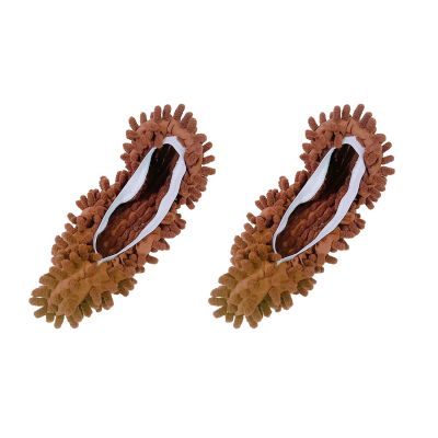 TOLUON 2Pcs Mop Slippers Shoe Covers,Soft Washable Dust Duster Slippers,Reusable Multi-Function Mop Socks Dust Hair Cleaners Floor Cleaning Tools Coffee One Size