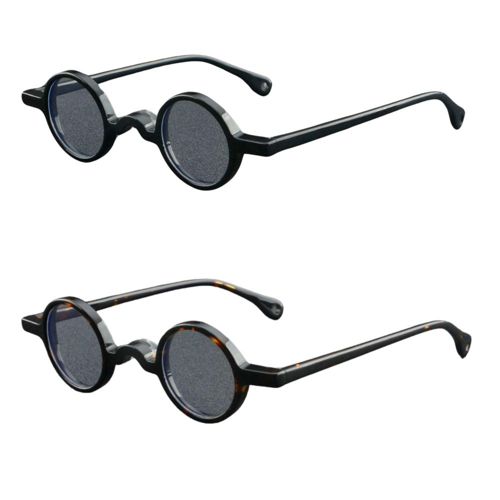 2023 Vintage Round Acetate Optical Glasses Frames Men Glasses Women Round Punk Eyeglasses (2pcs black&leopard, 3)
