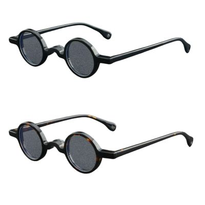 2023 Vintage Round Acetate Optical Glasses Frames Men Glasses Women Round Punk Eyeglasses (2pcs black&leopard, 2.5)