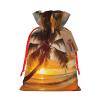 VTCTOASY Tropical Beach Palm Tree Sunset Print Christmas Gift Bags Burlap Party Favor Bags With Drawstring Small Candy Bag For Holiday Gifts view 1