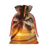VTCTOASY Tropical Beach Palm Tree Sunset Print Christmas Gift Bags Burlap Party Favor Bags With Drawstring Small Candy Bag For Holiday Gifts view 2