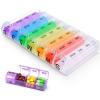 Alyvisun 7 Day Pill Box Organiser 4 Times a Day, Weekly Tablet Box Travel Pill Organiser 28 compartments, Portable Pill Case Dispenser with Spring Assisted Open and Snap on Lid Design for Travel Work view 1