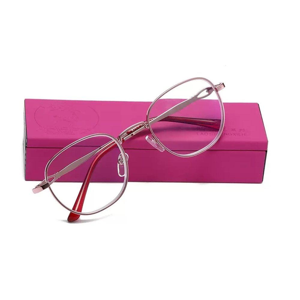 Fashion Ladies Blue Light Blocking Reading Glasses, Metal Large Frame Computer Readers, Anti Eye Strain Glasses (Color : Red, Size : 3.0x)
