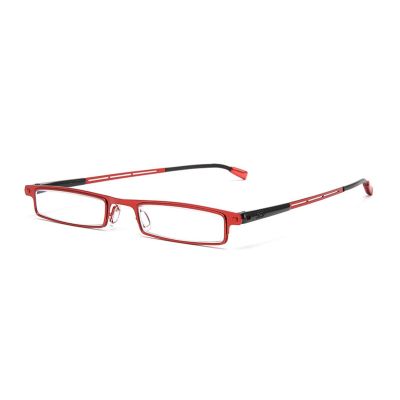 Slim Pocket Metal Reading Glasses for Men Women, Blue Light Blocking Computer Readers, Anti Glare Glasses (Color : Red, Size : 1.0x)