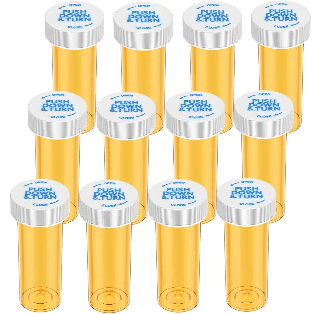 12 Pack Plastic Pill Bottles Empty with Child Proof Caps, Portable Prescription Medicine Container Vial Clear Travel Pill Bottle Case Dispenser Organizers (6 Dram)