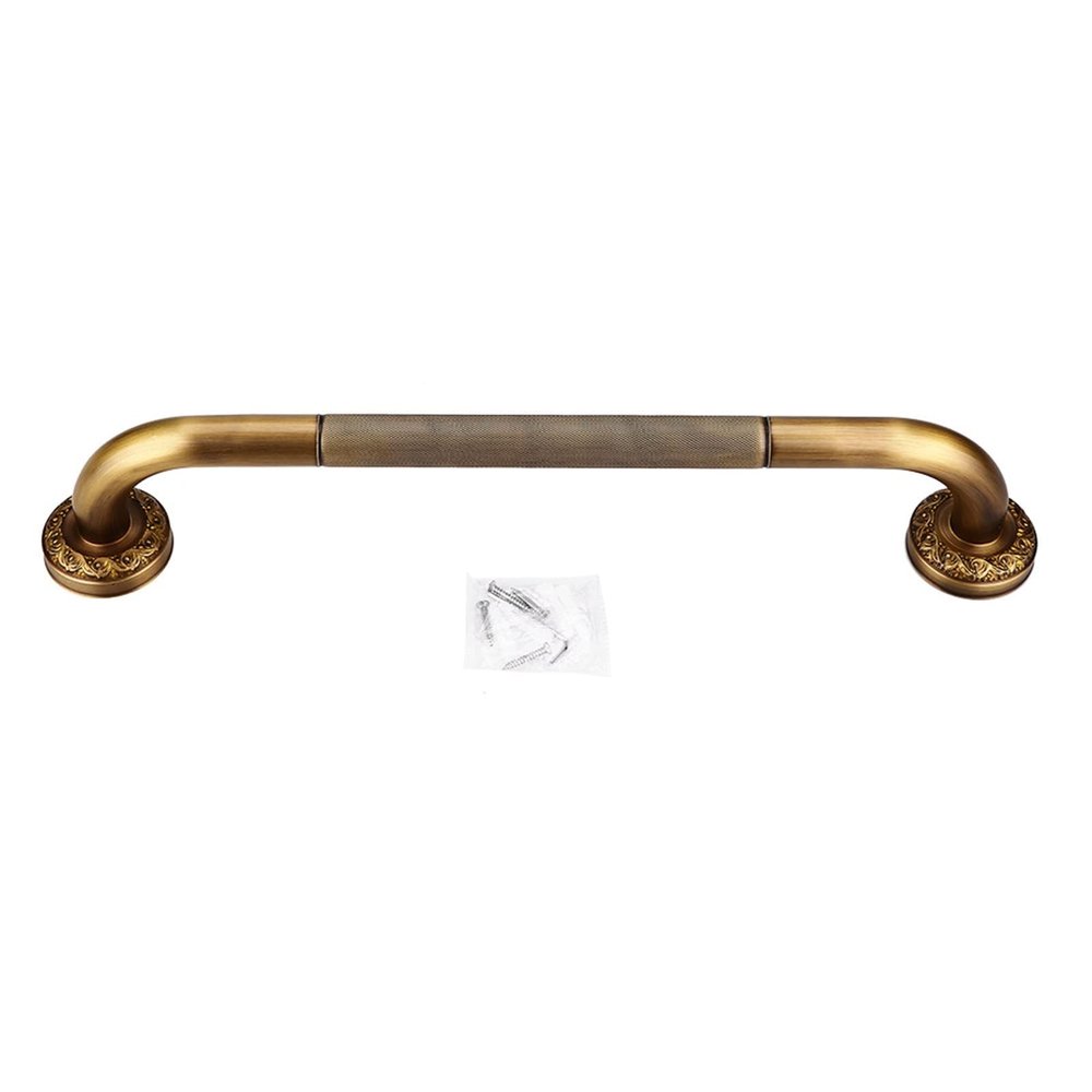Xcello Antique Brass Carved Enhance Bathroom Safety with Wall-Mounted Tub Grab Bar Stylish and Secure