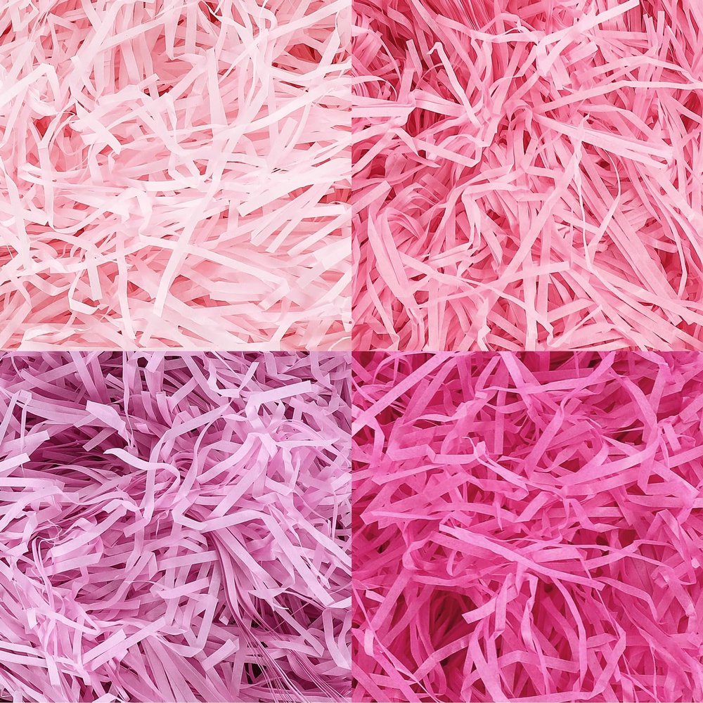 Whaline Valentines Day Grass Raffia Paper Pink Basket Grass Crinkle Cut Paper Pastel Craft Shredded Tissue Raffia Gift Filler for Baskets Egg Stuffers Easter Egg Hunt Party Event Decoration, 7 OZ