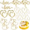 10 Pcs Acrylic Cake Toppers Minimalist Art Heart Love Cake Topper Gold Cake Decoration for Valentine's Day Birthday Wedding Bridal Shower Party view 1