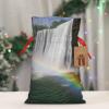 Waterfall And Rainbow Print Christmas Drawstring Gift Bags Reusable Gift Bags Burlap Drawstring Bags Xmas Gift Bag For Wedding Christmas New Year'S Day Present Storage Bag view 1