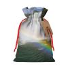 Waterfall And Rainbow Print Christmas Drawstring Gift Bags Reusable Gift Bags Burlap Drawstring Bags Xmas Gift Bag For Wedding Christmas New Year'S Day Present Storage Bag view 2