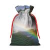 Waterfall And Rainbow Print Christmas Drawstring Gift Bags Reusable Gift Bags Burlap Drawstring Bags Xmas Gift Bag For Wedding Christmas New Year'S Day Present Storage Bag view 3