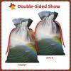 Waterfall And Rainbow Print Christmas Drawstring Gift Bags Reusable Gift Bags Burlap Drawstring Bags Xmas Gift Bag For Wedding Christmas New Year'S Day Present Storage Bag view 4