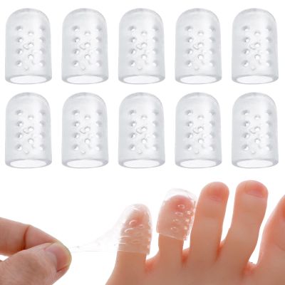 10Pcs Toe Covers for Women, Mabor Breathable Silicone Anti-Friction Toe Protector Clear Gel Little Toe Protectors Toe Sleeves for Corns Blisters Calluses
