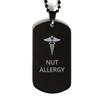 CHERLINKS Medical Black Dog Tag, Nut Allergy Awareness, Medical Symbol, SOS Emergency Health Life Alert ID Engraved Stainless Steel Chain Necklace For Men Women Kids view 1