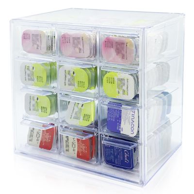 LCFALO Daily Contact Lenses Storage Organizer Case, Colored Contact Lenses Clear Plastic 12-lattice Large Suspensibility Daily Contact Lens Case Storage Box