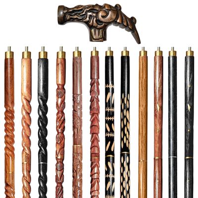 Wooden Walking Sticks and Canes Travel Collapsible for Men Women Seniors Hiking with Aluminum Hammer Handle (Brown Antique, AANWS-121) (WS-06)