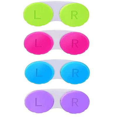 KISEER 4 Pack Colorful Contact Lens Case Box Holder Container Soak Storage Kit