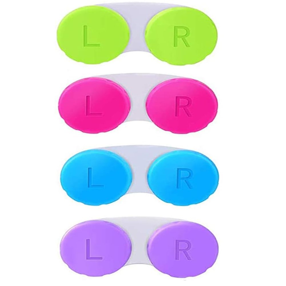 KISEER 4 Pack Colorful Contact Lens Case Box Holder Container Soak Storage Kit