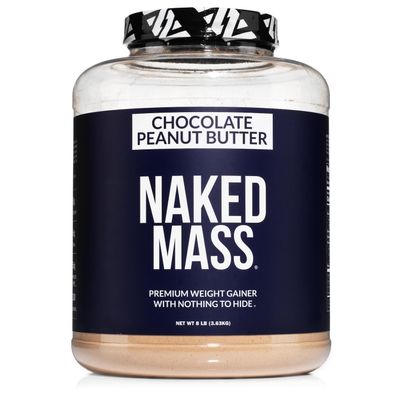 NAKED Chocolate Peanut Butter Mass - 1,280 Calories, 50G Protein, Nothing Artificial. All Natural Weight Gainer Protein Powder - 8Lb Bulk, GMO Free, Gluten Free & Soy Free