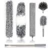 5Pcs Microfiber Feather Duster Cobweb Remover and Ceiling Fan Duster with Telescopic Pole 3-Stage Stainless Steel Handle - 100" Dust Remove Cleaning Brush Tool Set view 1