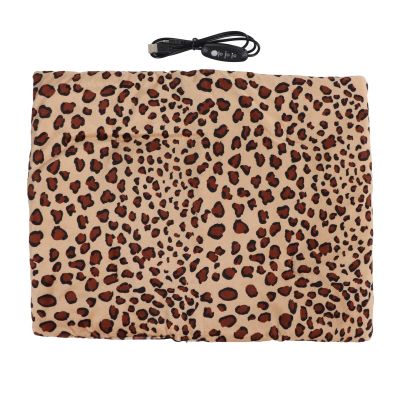 USB Heating Pad 5V 2A with 3-Level Temperature Control, Soft Touch Washable Fabric, Long Life Immersion Heaters, Leopard Print