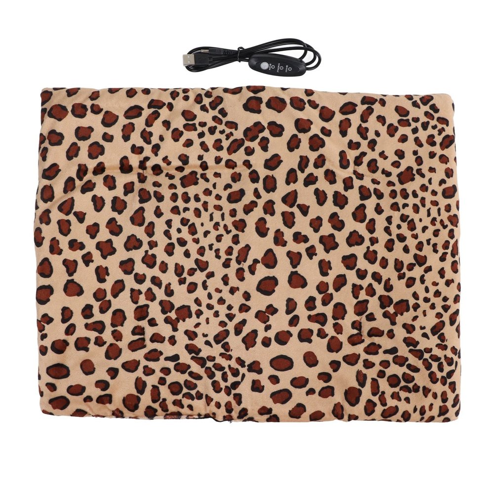 USB Heating Pad 5V 2A with 3-Level Temperature Control, Soft Touch Washable Fabric, Long Life Immersion Heaters, Leopard Print