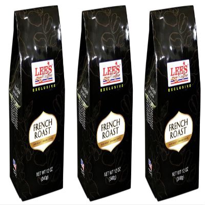 3 Packs - Lee's Coffee Ground Coffee Exclusive French Roast - Dark Roast - Ca Phe Xay French Roast - 12 Oz per Bag with 3 Bags per Order - Roasted in USA