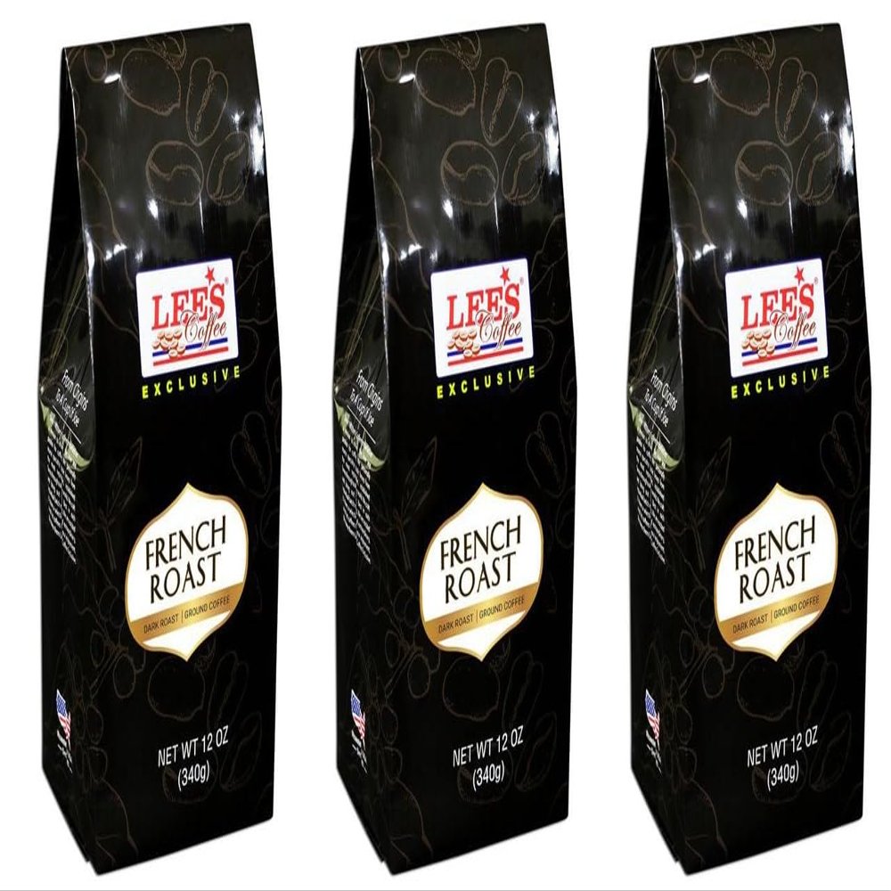 3 Packs - Lee's Coffee Ground Coffee Exclusive French Roast - Dark Roast - Ca Phe Xay French Roast - 12 Oz per Bag with 3 Bags per Order - Roasted in USA