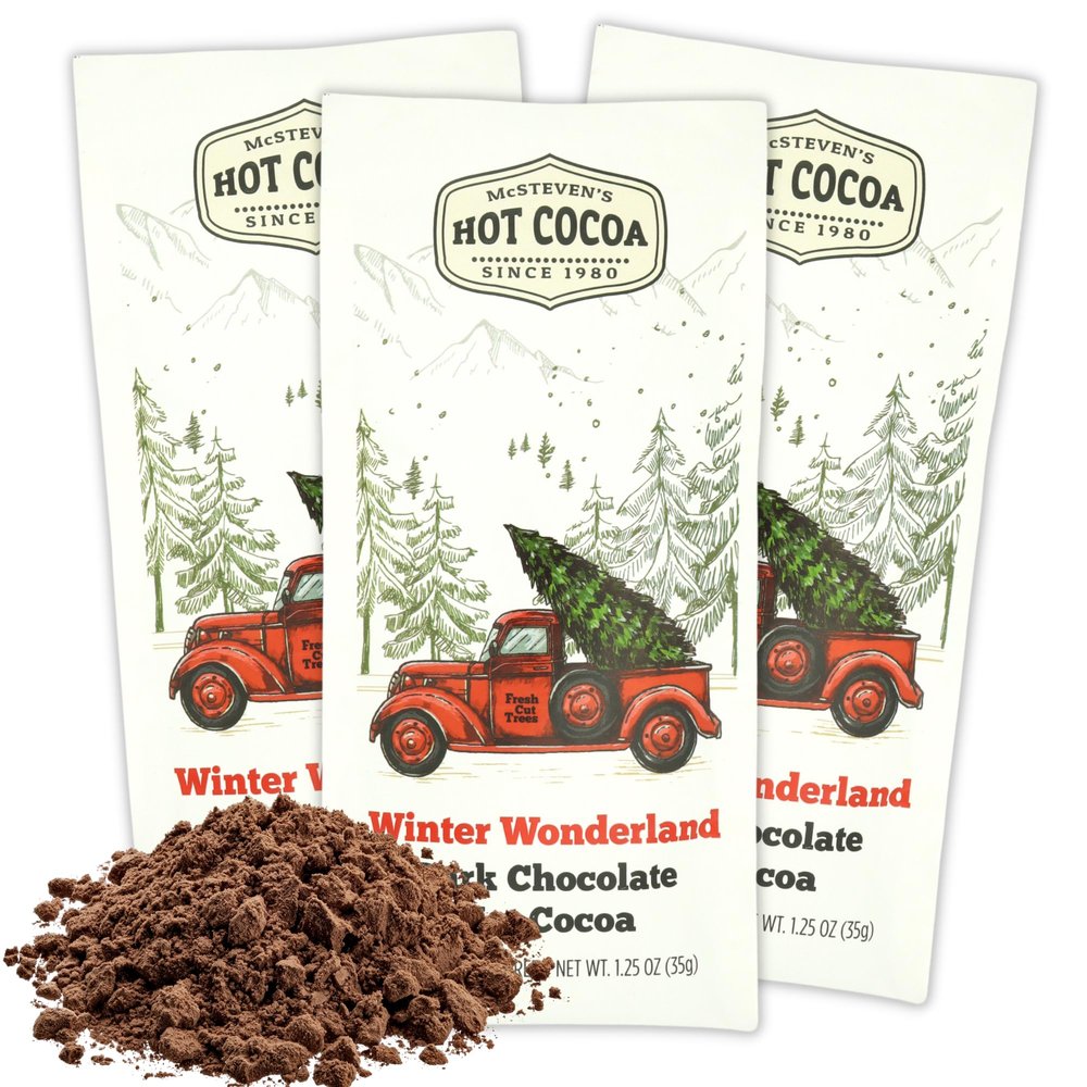 Winter Wonderland Dark Hot Chocolate, Individual Cocoa Packets, Holiday Stocking Stuffers, 1.25 Ounces, (Pack of 3)