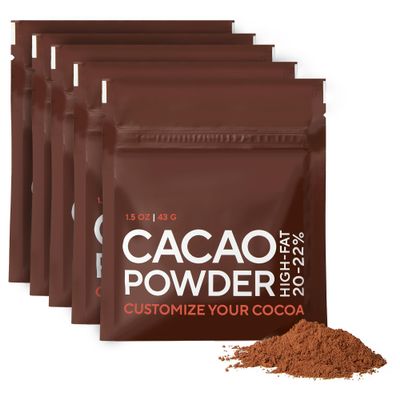 Selefina Spices: Cacao Powder, High Fat (20-22%), Unsweetened, (1.5 oz Pouch), 5-Pack