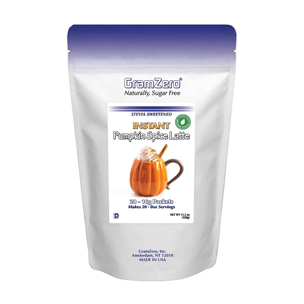 Gramzero Pumpkin Spice Latte Flavored Instant Coffee Packets No Sugar Added Keto Powdered Cappuccino Mix