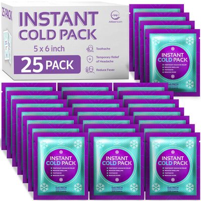25 Packs Instant Ice Cold Pack (6 x 5) - Disposable Instant Ice Packs for Injuries | Cold Compress Ice Pack for Pain Relief, Swelling, First Aid & Outdoor Activities
