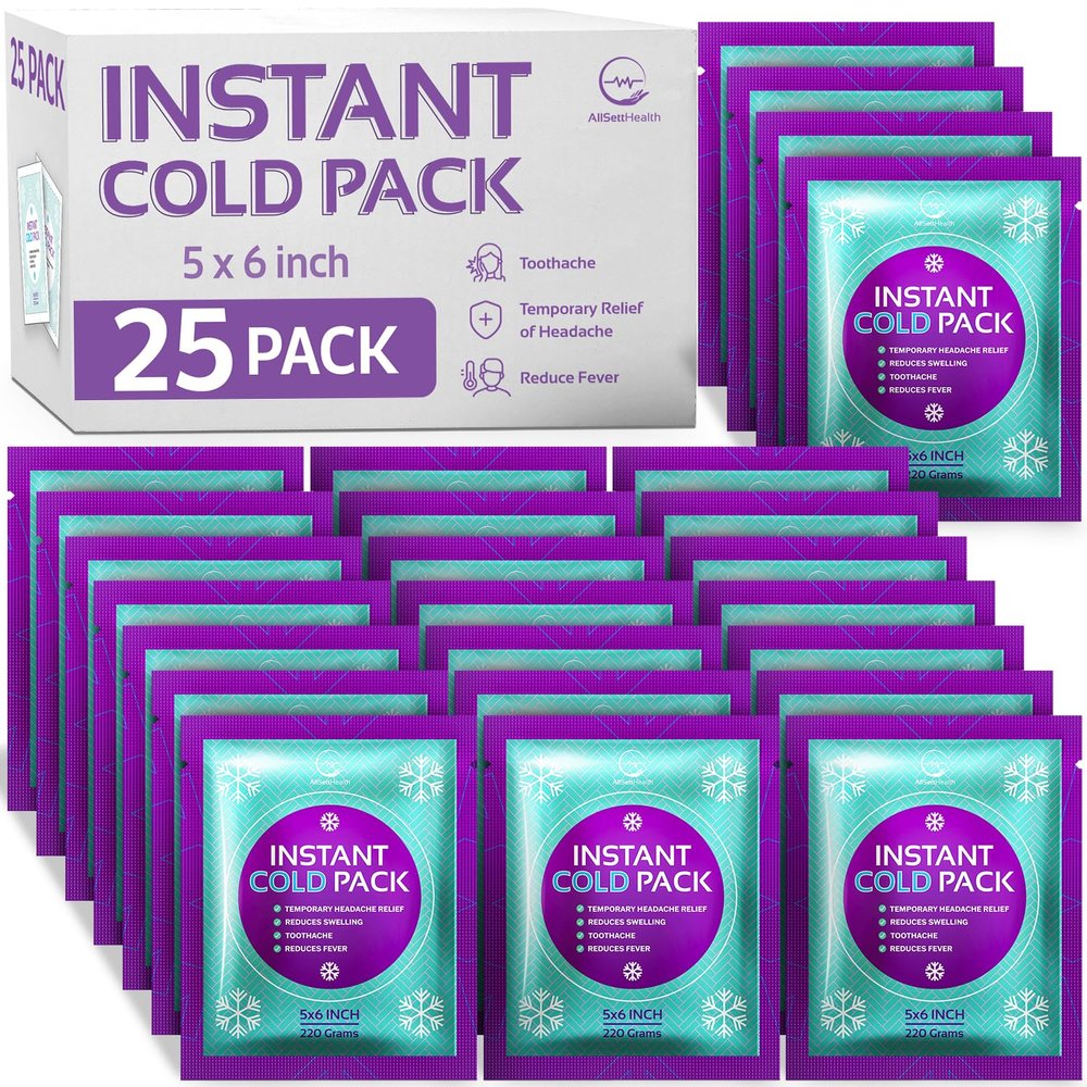 25 Packs Instant Ice Cold Pack (6 x 5) - Disposable Instant Ice Packs for Injuries | Cold Compress Ice Pack for Pain Relief, Swelling, First Aid & Outdoor Activities