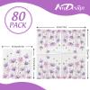 80 Pack Floral Paper Napkins Flower Bee Disposable Napkins Purple Calliopsis Decorative Luncheon Dinner Hand Napkins for Party Supplies Table Decor, 6.5 x 6.5 Inch view 2