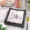 80 Pack Floral Paper Napkins Flower Bee Disposable Napkins Purple Calliopsis Decorative Luncheon Dinner Hand Napkins for Party Supplies Table Decor, 6.5 x 6.5 Inch view 3
