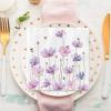 80 Pack Floral Paper Napkins Flower Bee Disposable Napkins Purple Calliopsis Decorative Luncheon Dinner Hand Napkins for Party Supplies Table Decor, 6.5 x 6.5 Inch view 4