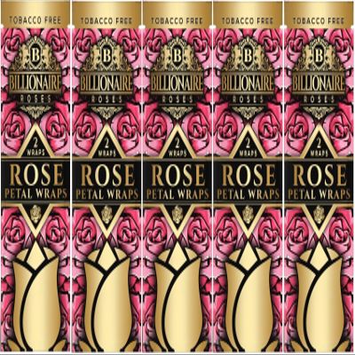 Billionaire Natural Rose Petal Wraps Flavor - 2 Wraps per Pack - 5 Pack - 10 Wraps total incl. Frugal Smoker Sticker