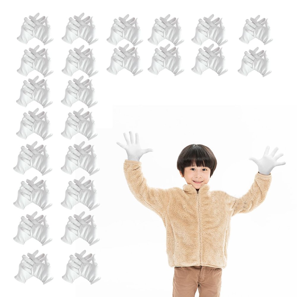 24 Pairs Eczema Gloves for Kids 1-10 Years Old, Eczema Sleeves Moisturizing Gloves, White Cotton Gloves, Washable & Reusable Overnight Dry Hands for Children