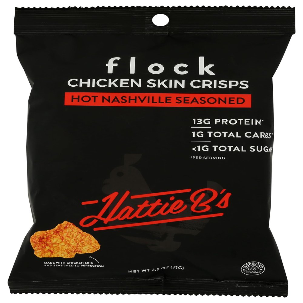 Flock, Chicken Skin Crisps Hattie Bs, 2.5 Ounce