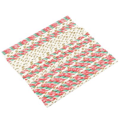 100 Pcs Christmas Paper Straws, Red Green White Gold Biodegradable Drinking Straws for Birthday, Wedding, Bridal/Baby Shower, Party Supplies