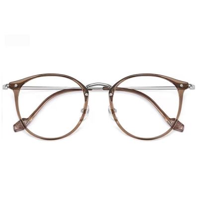 Stylish Round Blue Light Blocking Reading Glasses for Ladies, Lightweight Metal Computer Readers, Anti Glare Glasses (Color : Brown, Size : 3.5x)