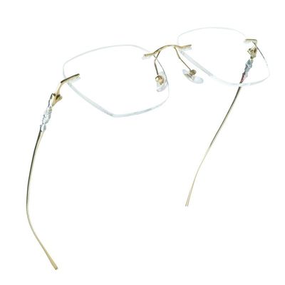 LifeArt Pure Titanium Frame Glasses/Blue Light Blocking Reading Glasses, Reduce Eyestrain, Stylish for Men and Women(Gold,No Magnification)