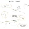 LifeArt Pure Titanium Frame Glasses/Blue Light Blocking Reading Glasses, Reduce Eyestrain, Stylish for Men and Women(Gold,No Magnification) view 2