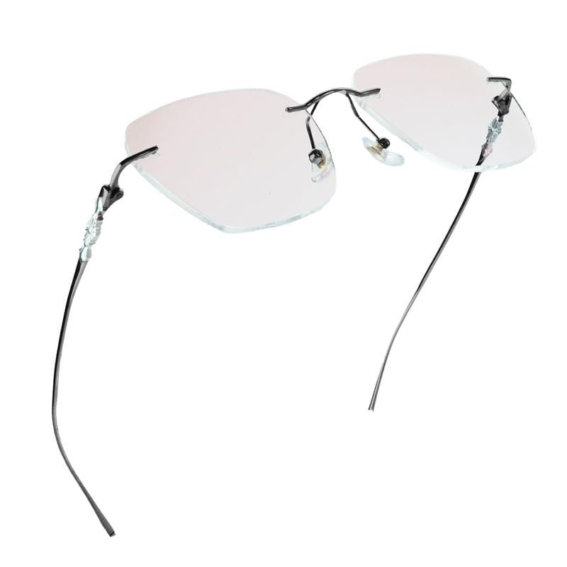 LifeArt Pure Titanium Frame Glasses/Blue Light Blocking Reading Glasses, Reduce Eyestrain, Stylish for Men and Women(Black,+3.50 Magnification)