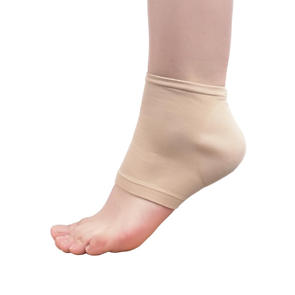 Adorila 2 Pairs Achilles Tendon Heel Protector, Compression Padded Sleeve Socks, Breathable Heel Gel Heel Sleeve for Bursitis Tendonitis Tenderness (Color)