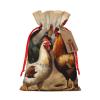 WSOIHFEC Chicken And Rooster Print Christmas Gift Bags with Drawstring Burlap Christmas Treat Bags Reusable Christmas Candy Bag Gift Wrapping Bag Party Favors Bags view 1