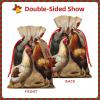 WSOIHFEC Chicken And Rooster Print Christmas Gift Bags with Drawstring Burlap Christmas Treat Bags Reusable Christmas Candy Bag Gift Wrapping Bag Party Favors Bags view 3