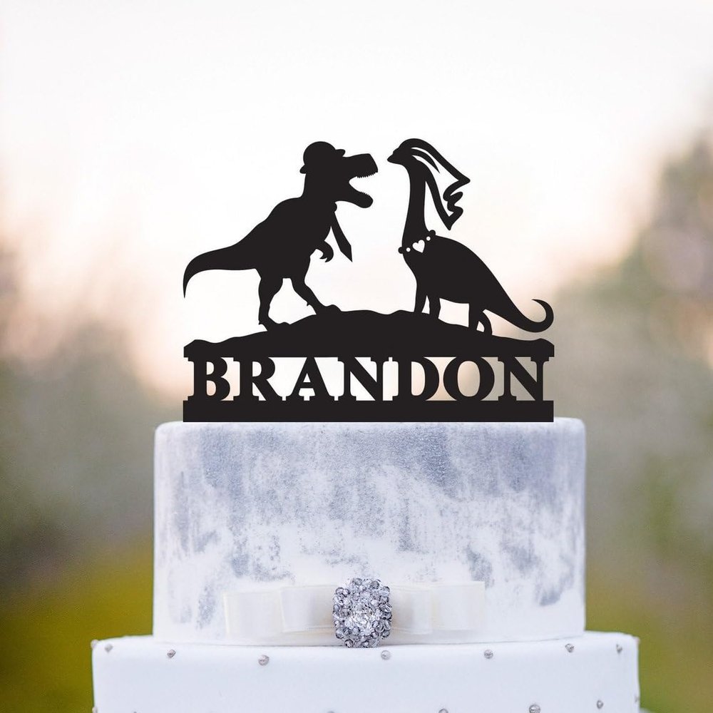 Dinosaur couple wedding cake topper,T rex girl dinosaur party wedding topper,Dinosaur Wedding cake topper,dinosaur theme cake topper,Wedding gift,Engagement gift,Bridesmaid gift,Groomsmen gift.