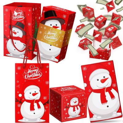 Kosiz 20 Bounces Christmas Surprise Exploding Gift Box 2 Sets Exploding Pop Money Box for Cash Birthday Xmas Relatives Friends Women Men Kids Gift(Snowman)